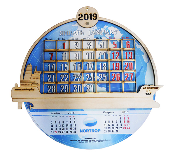 календарь 2019 методом лазерной резки