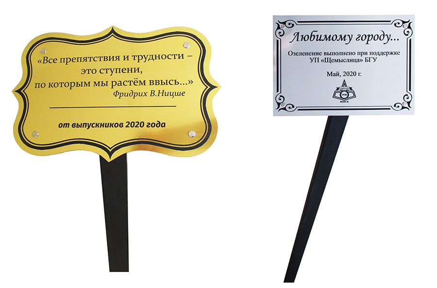 Табличка памятная под дерево от выпускников школы